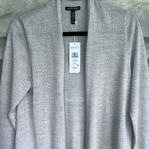 Eileen Fisher Lightweight Extra Fine Merino Wool Summer Cardigan Grey $318